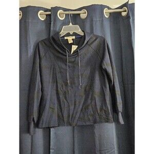 Cotton Emporium Size XS Blue & Black Camo Hooded Pullover Long Sleeve Shirt